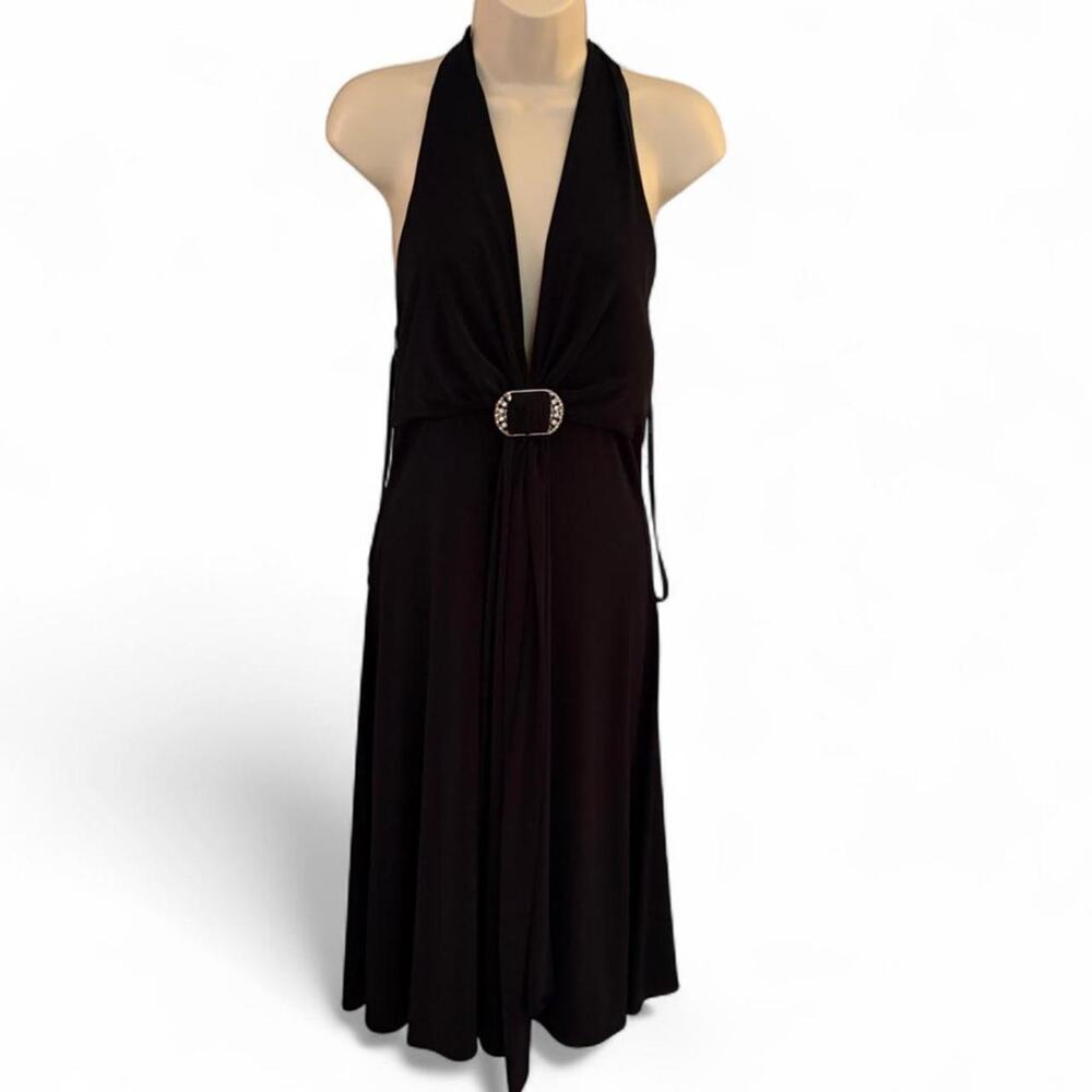 VINTAGE Y2K CACHET RHINESTONE BUCKLE HALTER DRESS